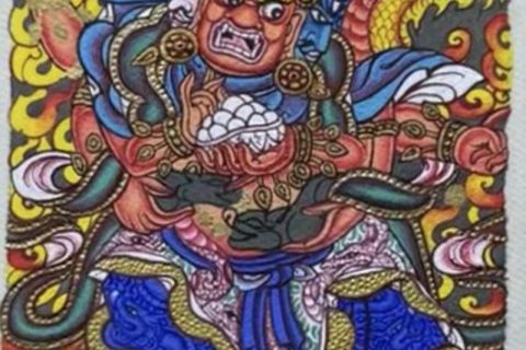 编号118-4978055：彩绘小唐卡-红财神（长方形·5*4CM左右）