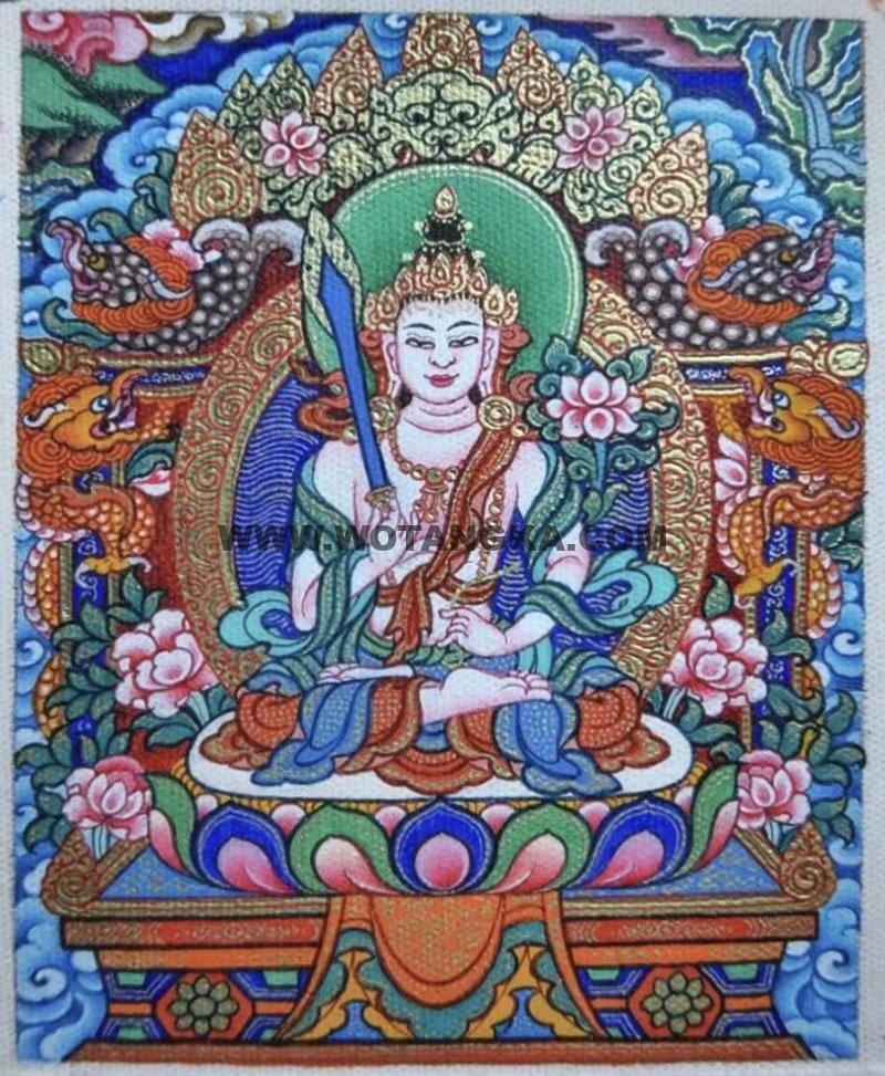 编号118-5386322：彩绘小唐卡-虚空藏菩萨（长方形·5*4CM左右）