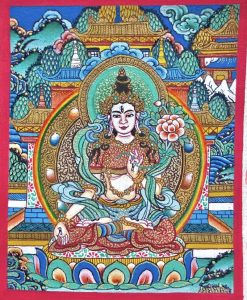 编号118-5539586：彩绘小唐卡-白度母（长方形·5*4CM左右）