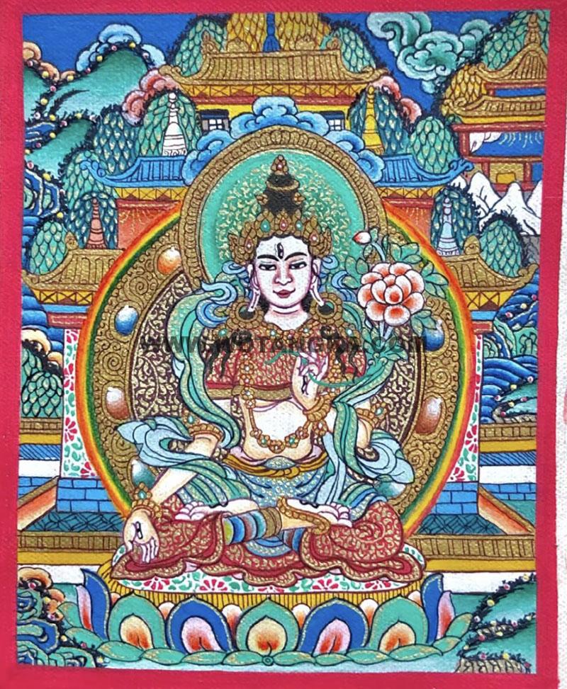 编号118-5539586：彩绘小唐卡-白度母（长方形·5*4CM左右）