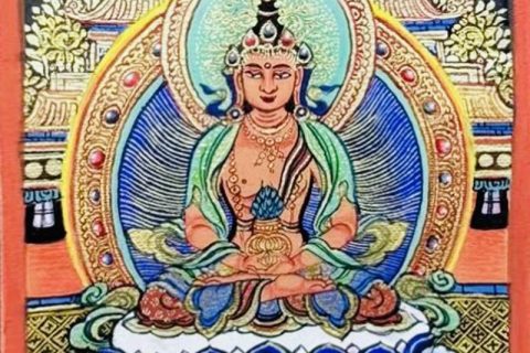 编号118-5833508：彩绘小唐卡-长寿佛（长方形·5*4CM左右）