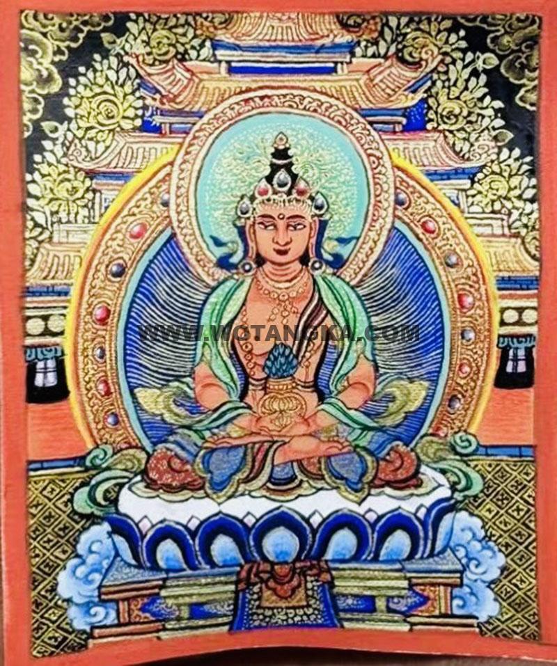 编号118-5833508：彩绘小唐卡-长寿佛（长方形·5*4CM左右）
