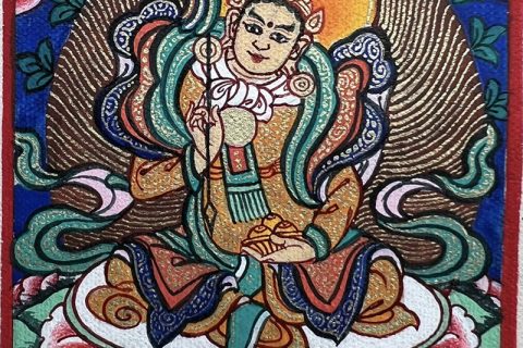 编号118-5874119：彩绘小唐卡-白拉姆（长方形·5*4CM左右）