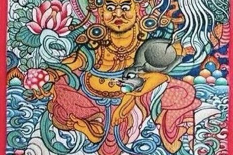 编号118-6060992：彩绘小唐卡-黄财神（长方形·5*4CM左右）