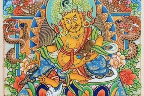 编号118-6278195：彩绘小唐卡-黄财神（长方形·5*4CM左右）