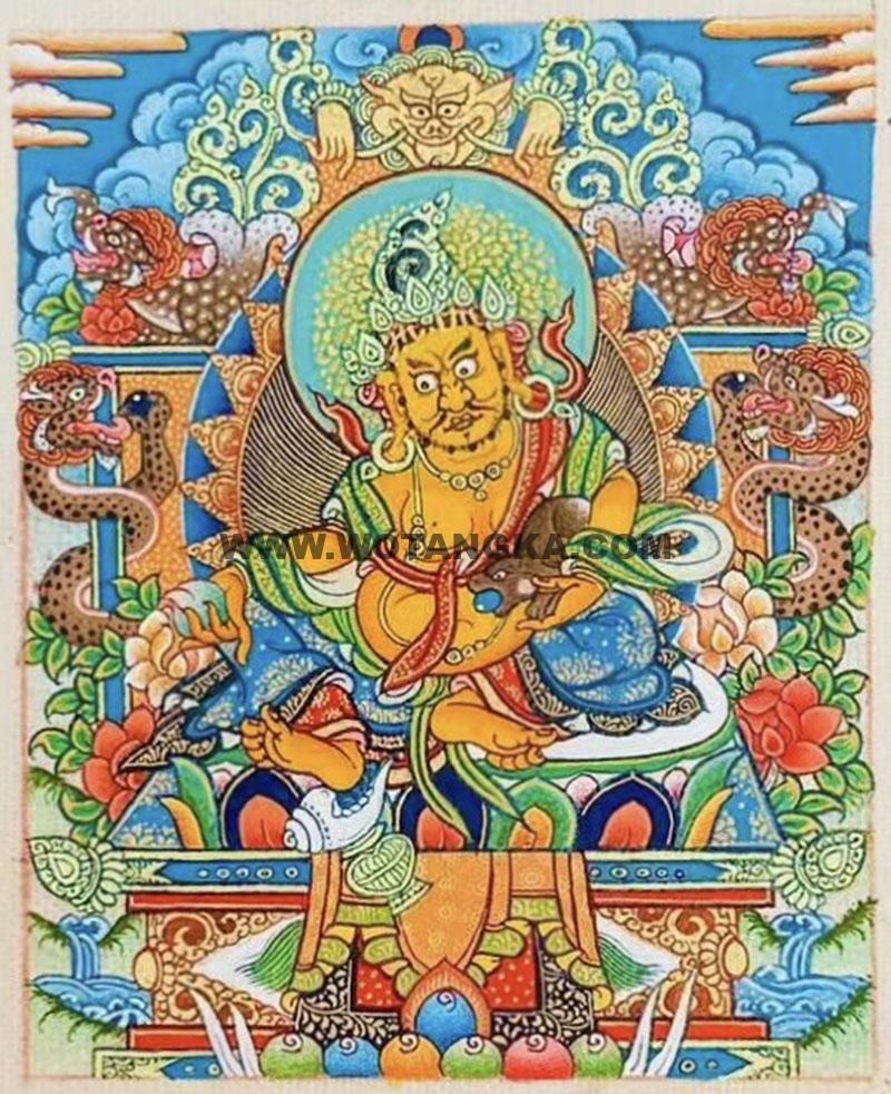 编号118-6278195：彩绘小唐卡-黄财神（长方形·5*4CM左右）