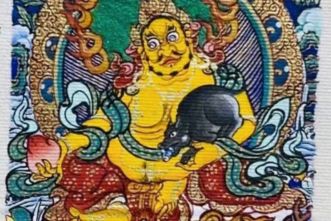 编号118-6358474：彩绘小唐卡-黄财神（长方形·5*4CM左右）