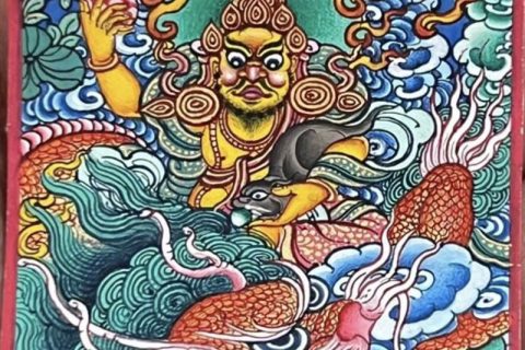 编号118-6397810：彩绘小唐卡-黄财神（长方形·5*4CM左右）