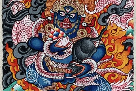 编号118-6524026：彩绘小唐卡-黑财神（长方形·5*4CM左右）