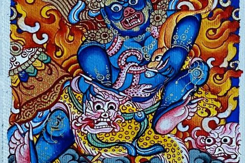 编号118-6561469：彩绘小唐卡-黑财神（长方形·5*4CM左右）