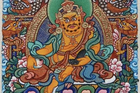 编号118-6609418：彩绘小唐卡-黄财神（长方形·5*4CM左右）