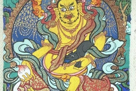 编号118-6735390：彩绘小唐卡-黄财神（长方形·5*4CM左右）