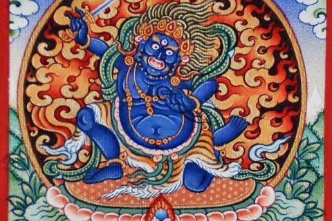 编号118-6901579：彩绘小唐卡-不动明王（长方形·8*6CM左右）