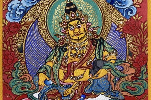 编号118-7028708：彩绘小唐卡-黄财神（长方形·5*4CM左右）