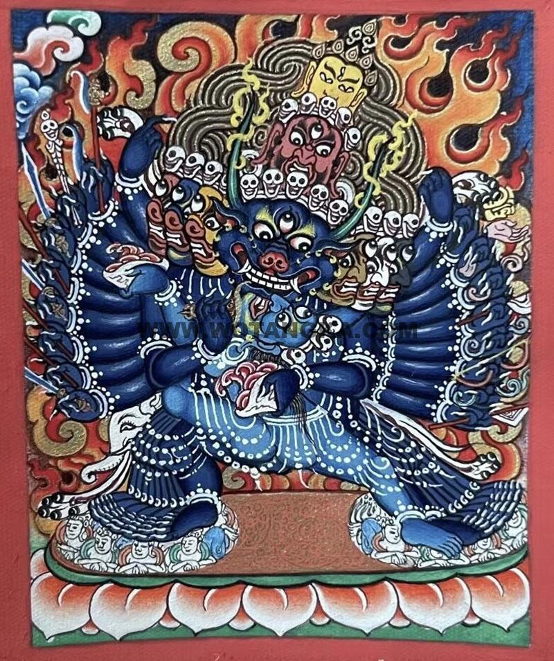 编号118-7174593：彩绘小唐卡-大威德金刚（长方形·5*4CM左右）