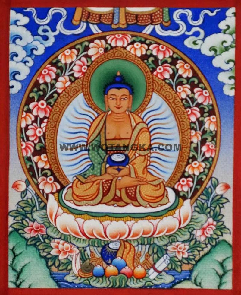编号118-7192437：彩绘小唐卡-阿弥陀佛（长方形·8*6CM左右）