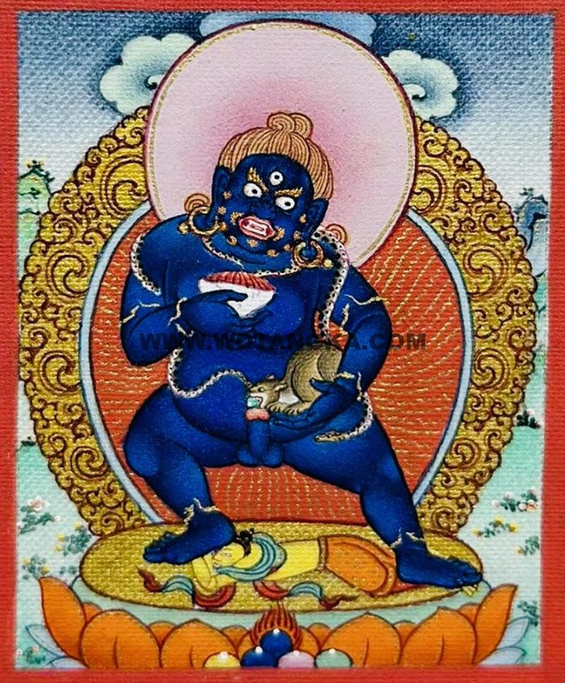 编号118-7336807：彩绘小唐卡-黑财神（长方形·5*4CM左右）