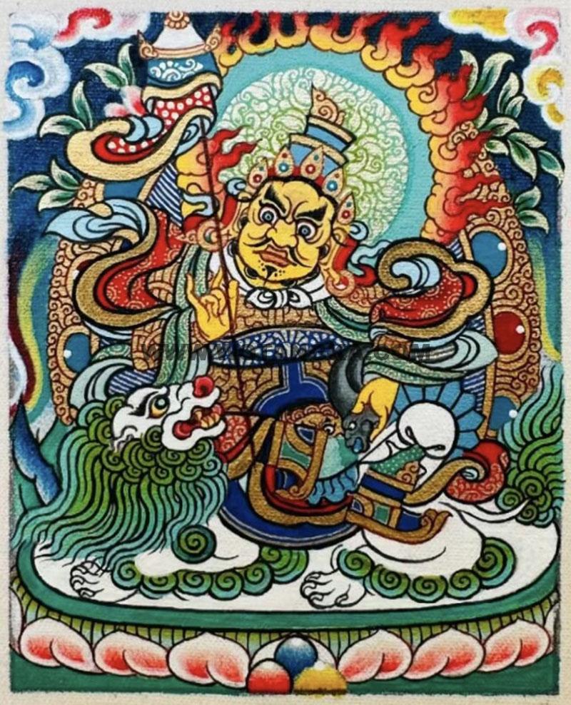 编号118-7498559：彩绘小唐卡-财宝天王（长方形·5*4CM左右）
