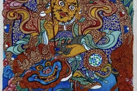 编号118-7502689：彩绘小唐卡-财宝天王（长方形·5*4CM左右）