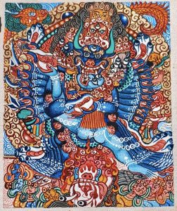 编号118-7949295：彩绘小唐卡-大威德金刚（长方形·5*4CM左右）