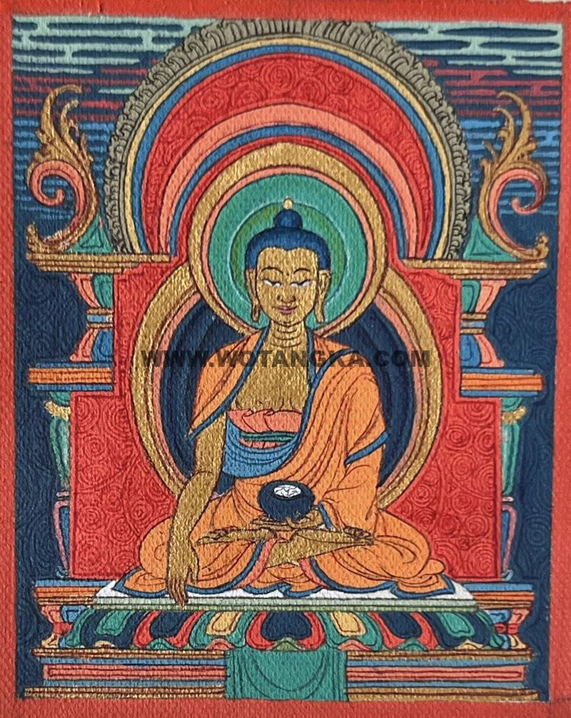 编号118-8173544：彩绘小唐卡-释迦牟尼佛（长方形·5*4CM左右）