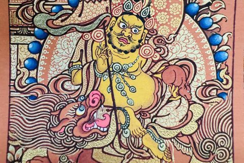 编号118-8336783：红金小唐卡-财宝天王（长方形·5*4CM左右）