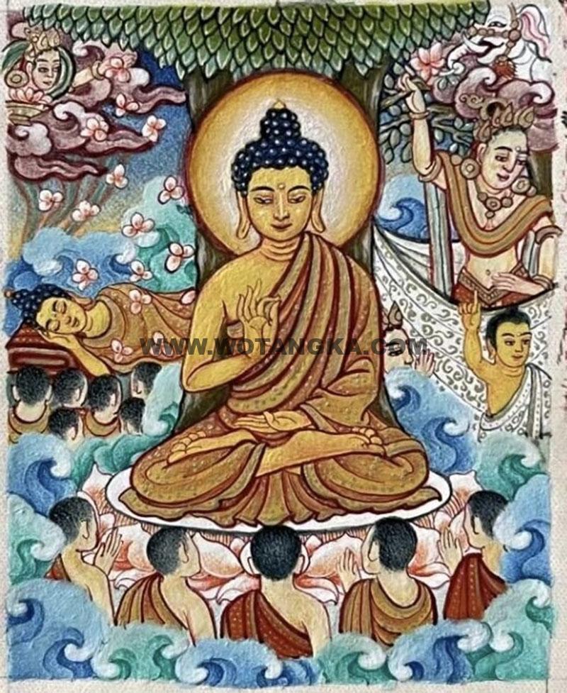 编号118-8434775：彩绘小唐卡-释迦牟尼佛（长方形·5*4CM左右）
