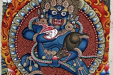 编号118-9005396：彩绘小唐卡-黑财神（长方形·5*4CM左右）