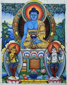 编号118-9515014：彩绘小唐卡-药师佛（长方形·5*4CM左右）