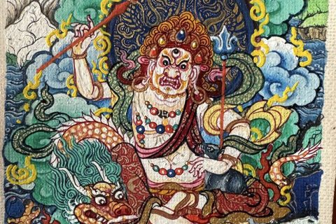 编号118-9655597：彩绘小唐卡-白财神（长方形·5*4CM左右）