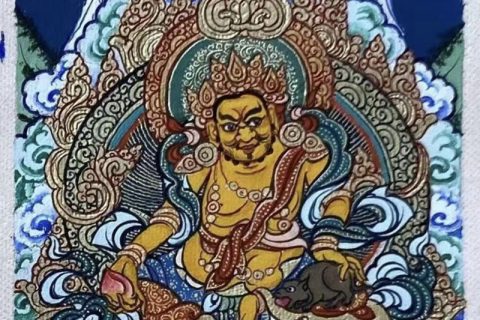 编号118-9968962：彩绘小唐卡-黄财神（长方形·5*4CM左右）