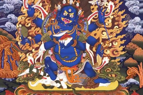 编号138-208805：彩绘唐卡-六臂玛哈嘎拉（74*53CM左右）