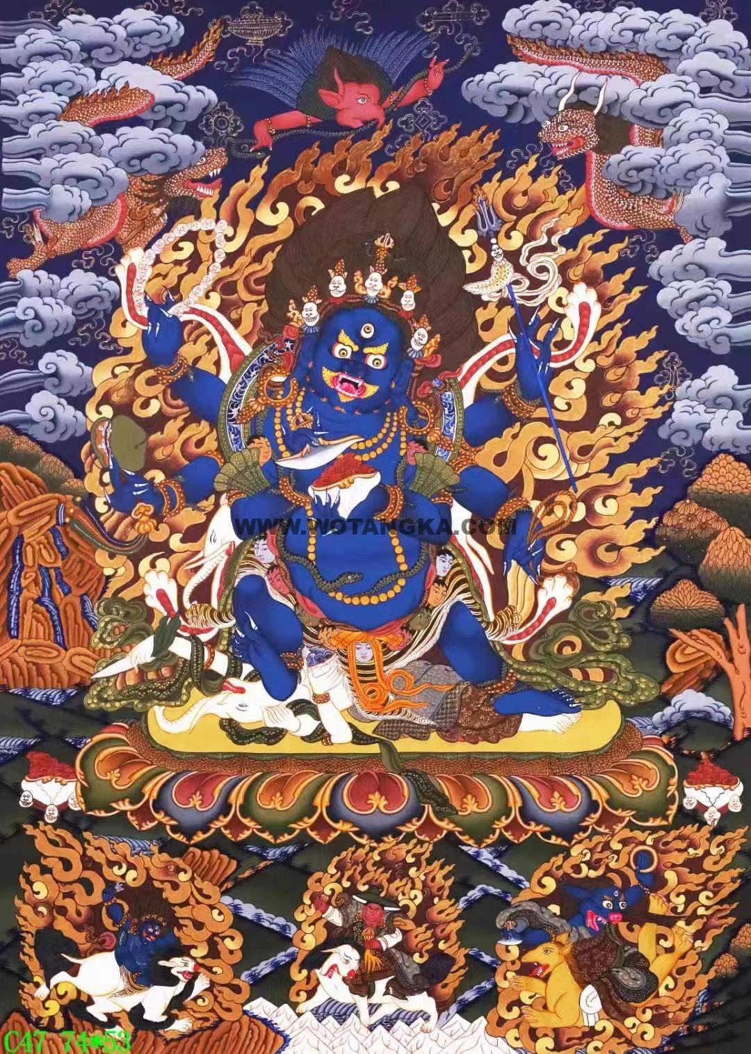 编号138-208805:彩绘唐卡-六臂玛哈嘎拉(74*53CM左右)