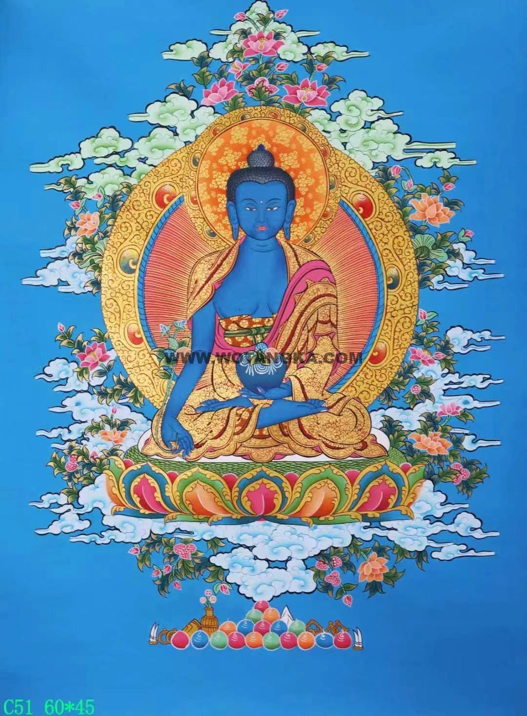 编号138-232371:彩绘唐卡-药师佛(65*50CM左右)