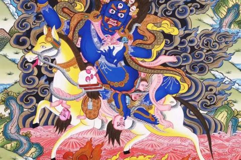 编号138-232782：彩绘唐卡-吉祥天母（75*50CM左右）