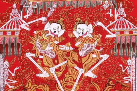 编号138-253056：红金唐卡-尸陀林主（76*53CM左右）