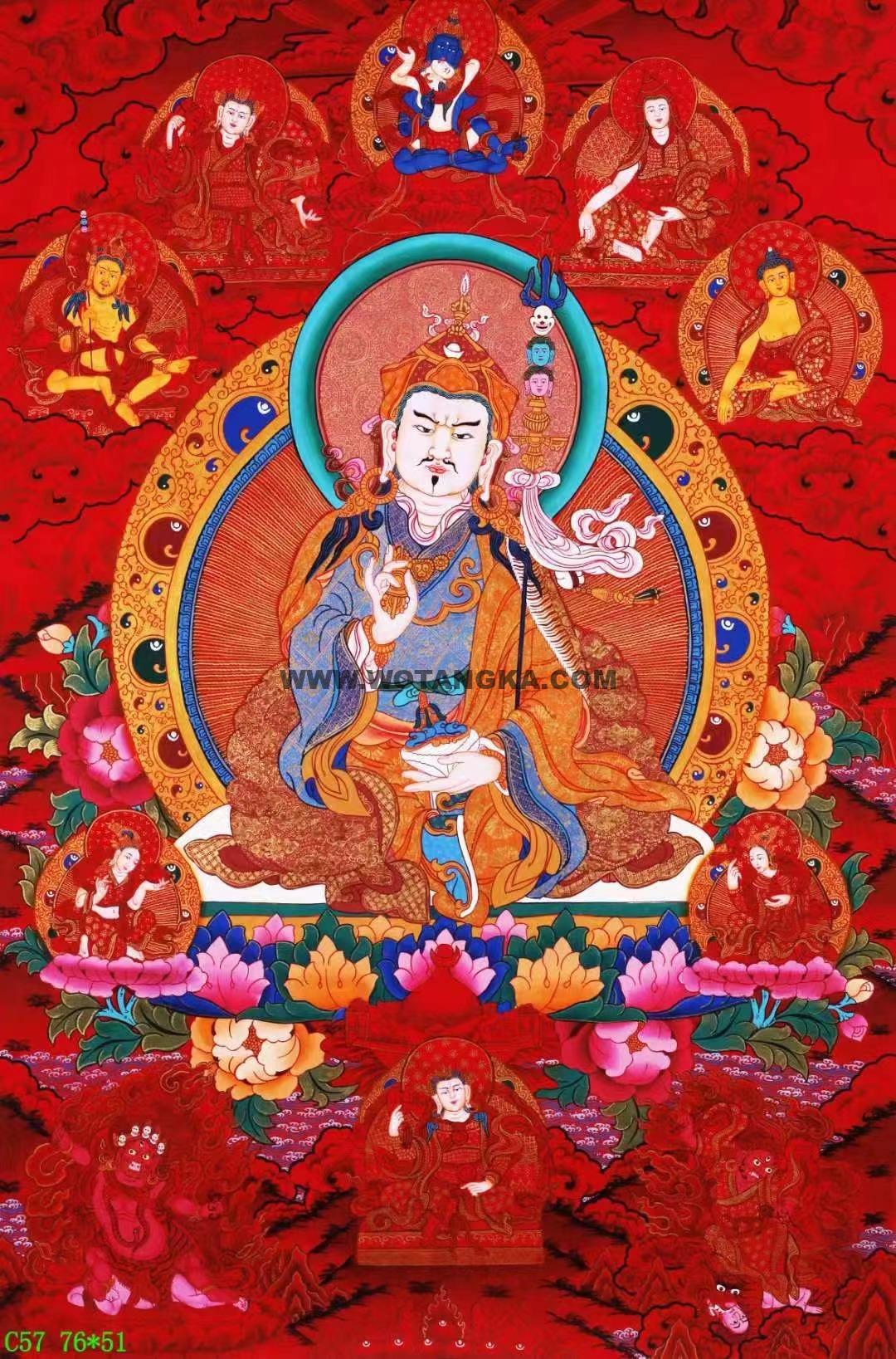 编号138-282243:红金唐卡-莲花生大士·莲师八变(76*51CM左右)