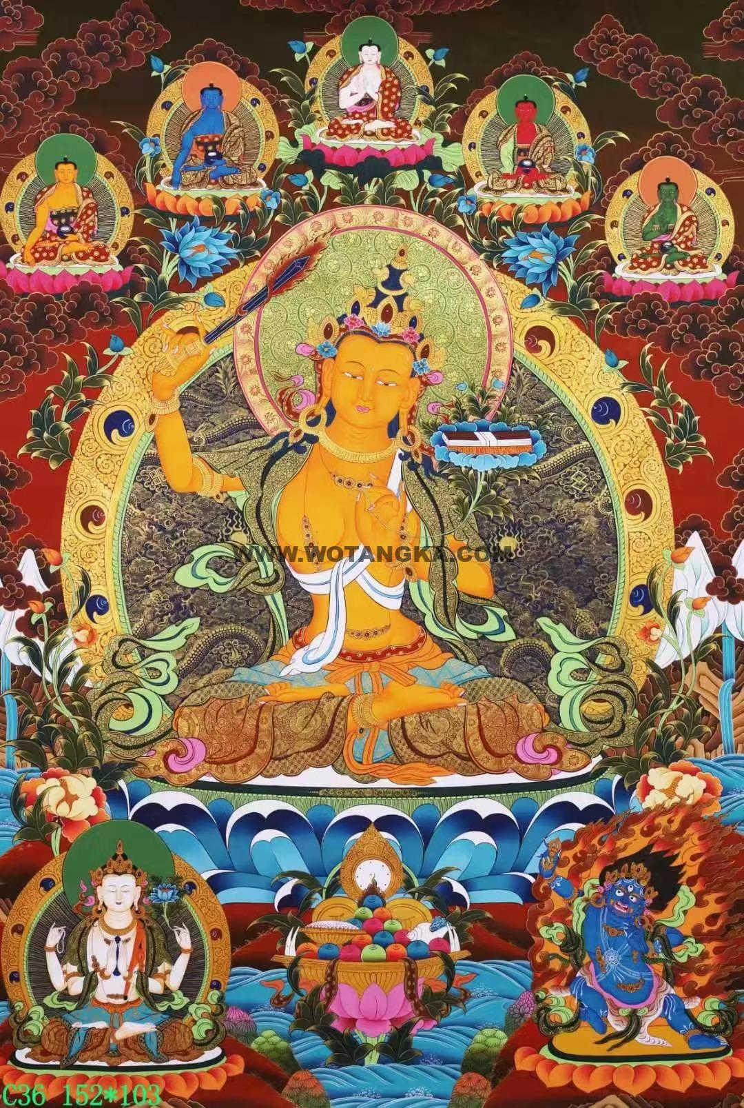 编号138-372864:彩绘唐卡-文殊菩萨·三怙主(152*103CM左右)