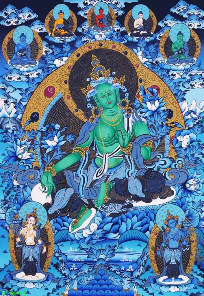 编号138-475632：蓝金唐卡-绿度母（64*44CM左右）