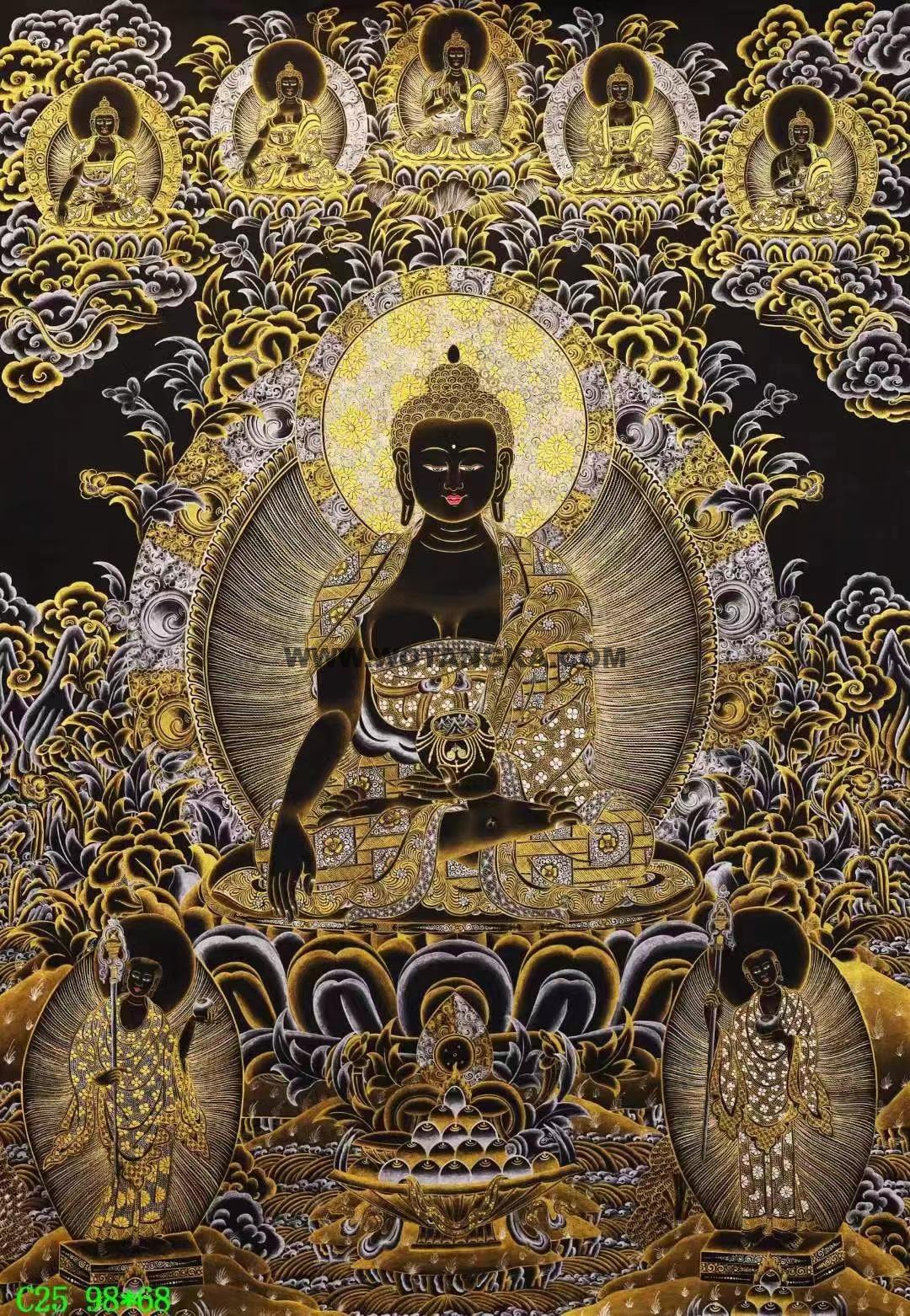 编号138-798871:黑金唐卡-释迦牟尼佛(98*68CM左右)