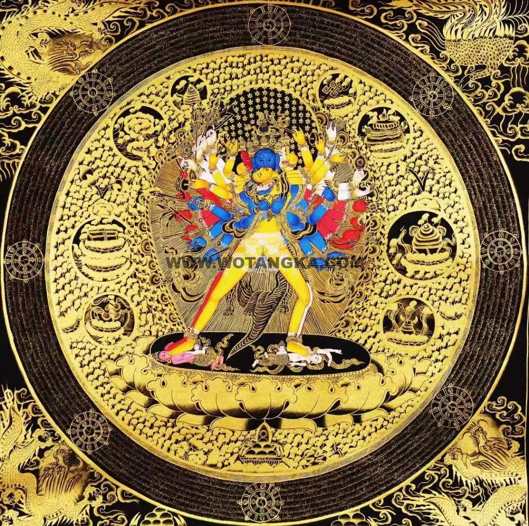 编号138-865123:黑金唐卡-时轮金刚坛城(70*70CM左右)