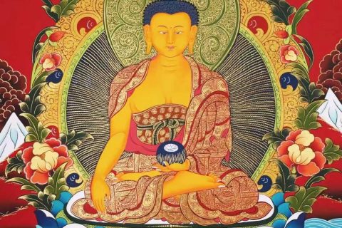 编号138-928575：红金唐卡-释迦牟尼佛（75*51CM左右）