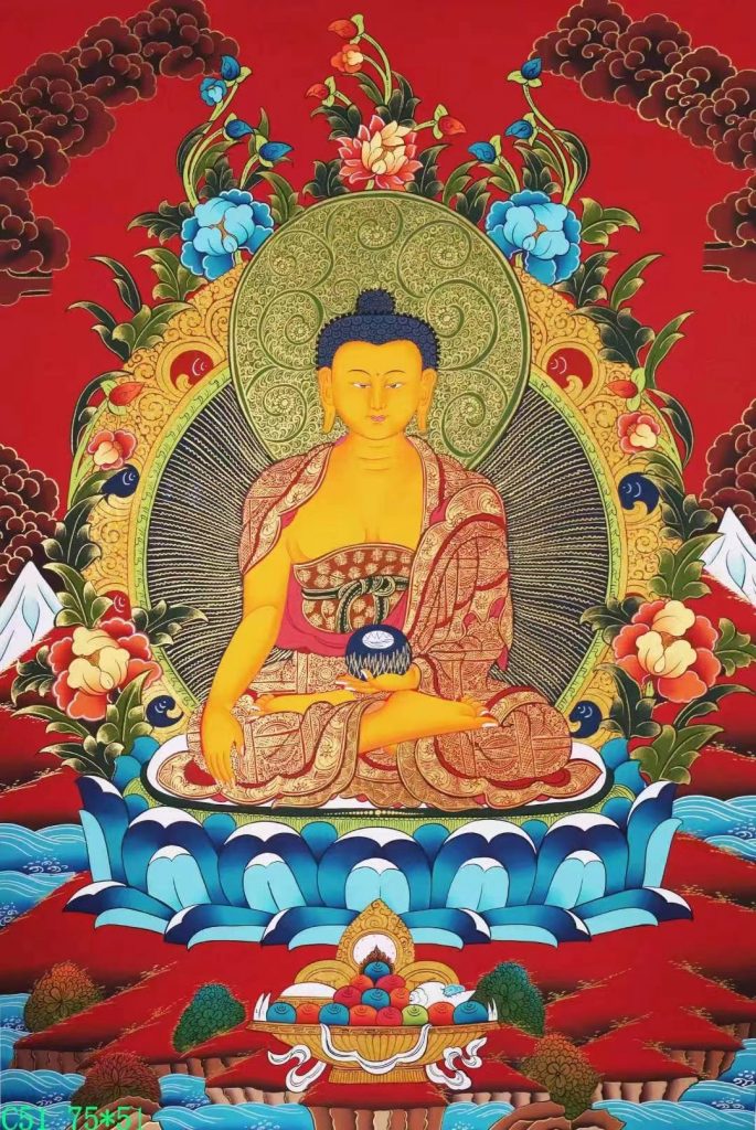 编号138-928575：红金唐卡-释迦牟尼佛（75*51CM左右）