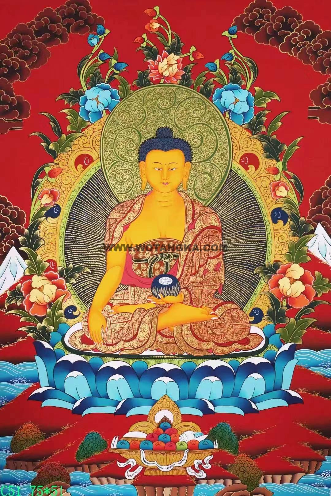 编号138-928575:红金唐卡-释迦牟尼佛(75*51CM左右)