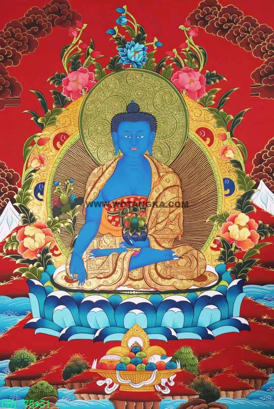 编号138-934214:红金唐卡-药师佛(75*51CM左右)