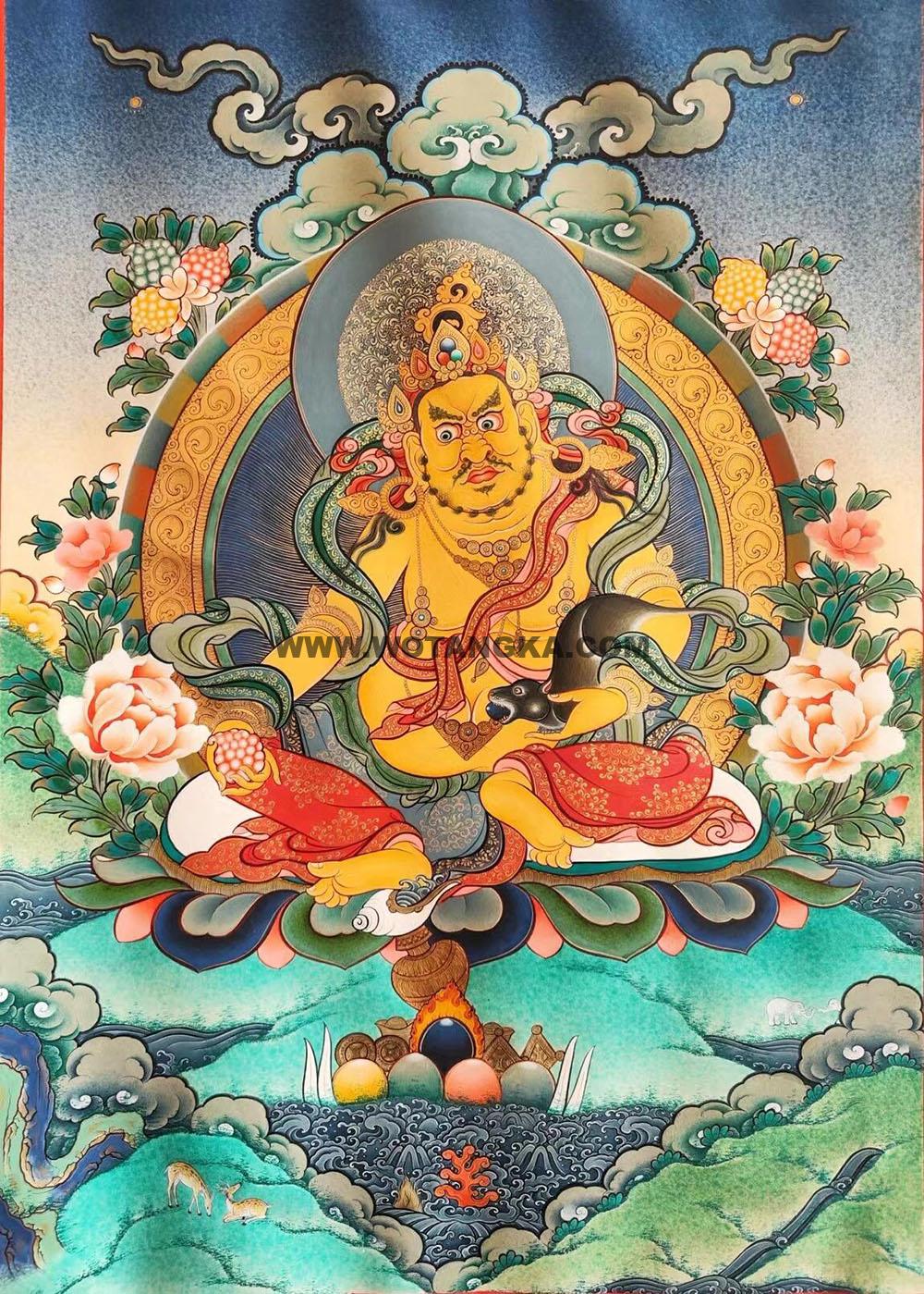 热贡-罗藏达杰·画院:彩绘唐卡-黄财神(60*45CM左右)