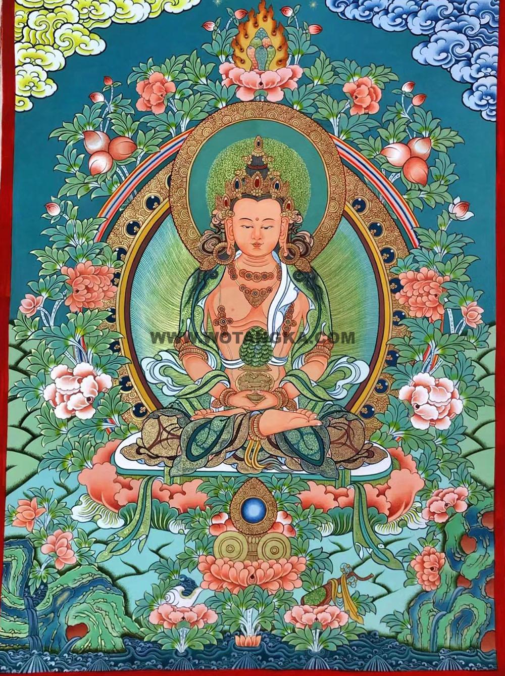 热贡-罗藏达杰·画院:彩绘唐卡-长寿佛(60*45CM左右)