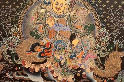 编号188-267473：黑金唐卡-财宝天王（80*60CM左右）