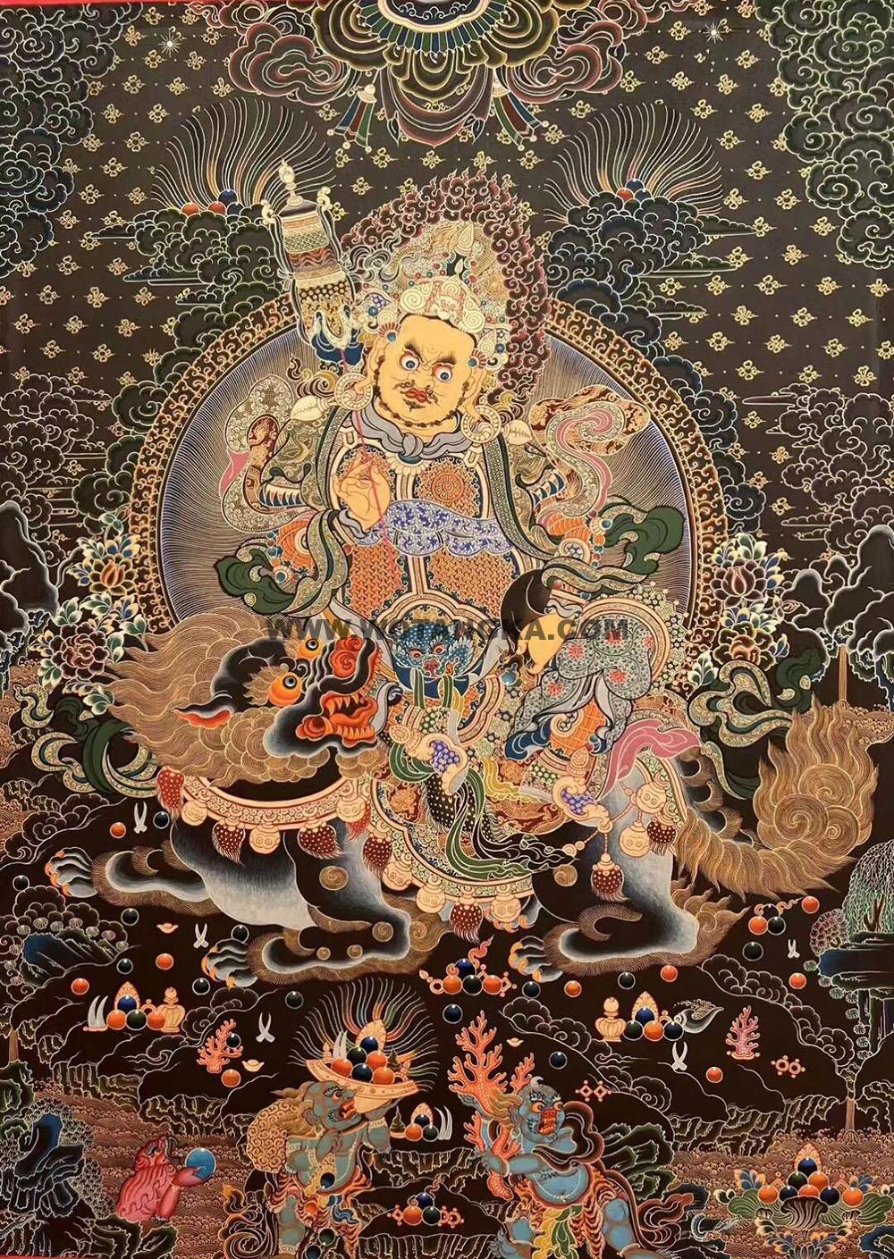 编号188-267473:黑金唐卡-财宝天王(80*60CM左右)