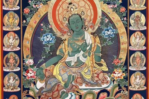 编号188-295691：彩绘唐卡-绿度母·二十一度母（120*90CM左右）